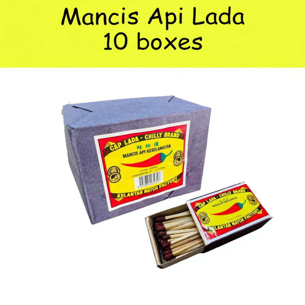Mancis Cap Lada 10kotak (Tahan lembap) Buatan Malaysia (Kelantan ...