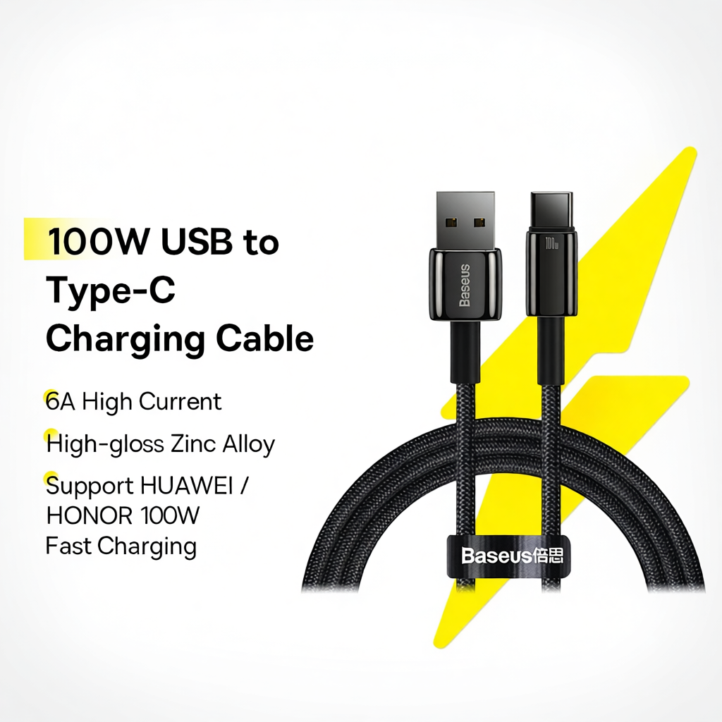 Baseus 100W USB Type C Cable Fast Charging Wire USB-C Charger Data Cord HUAWEI/Honor Compatible