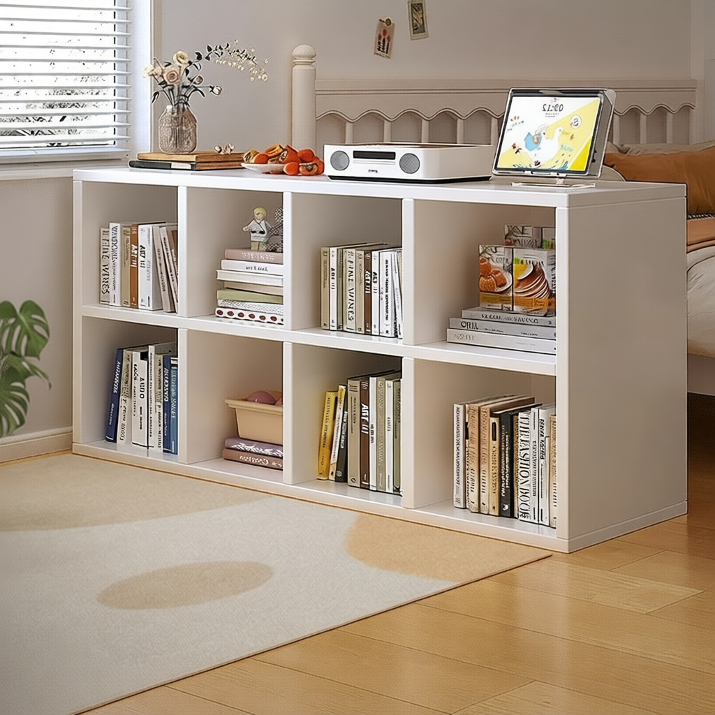 Multipurpose Grid Rack DIY Bookshelf Wooden Book Storage Bookcase ...