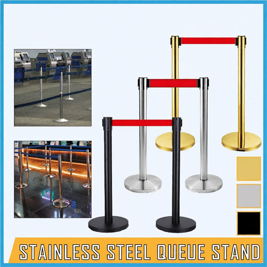 Queue Stand Retractable Belt Barrier Divider Pole Queue Up Stand ...