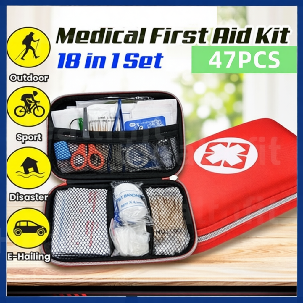 18 in 1 first aid kit set complete 47pcs with Casing Lightweight ...