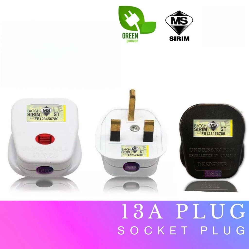 SIRIM 13A Plug Top 13A 3PIN PLUG 3 PIN PLUG 13APLUG PLUGTOP 13A 15A 20A ...
