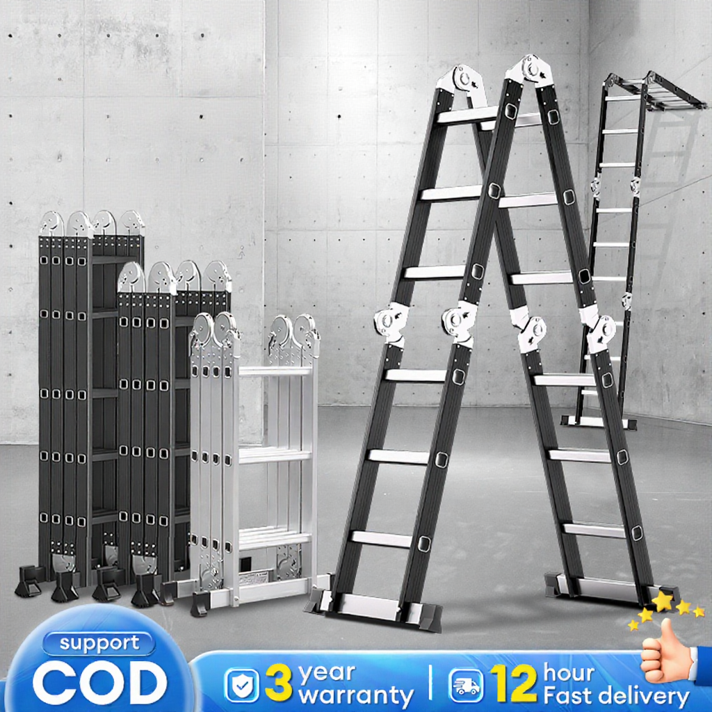 12/16/20 Steps Aluminium Multipurpose Ladder Heavy Duty Ladder Foldable ...