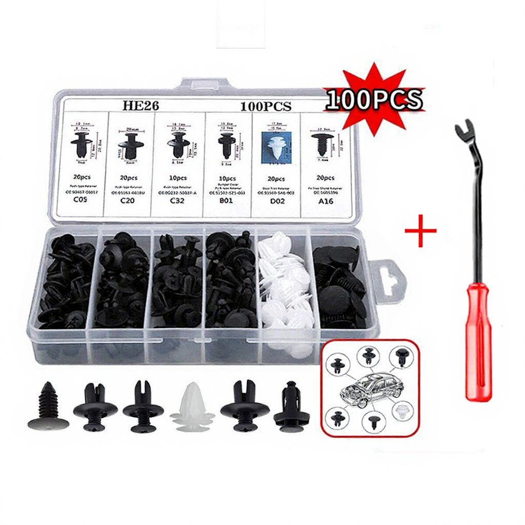 100 Pcs/box Car Clip Car Fastener Car Bumper Clips Rivet Door Panel ...
