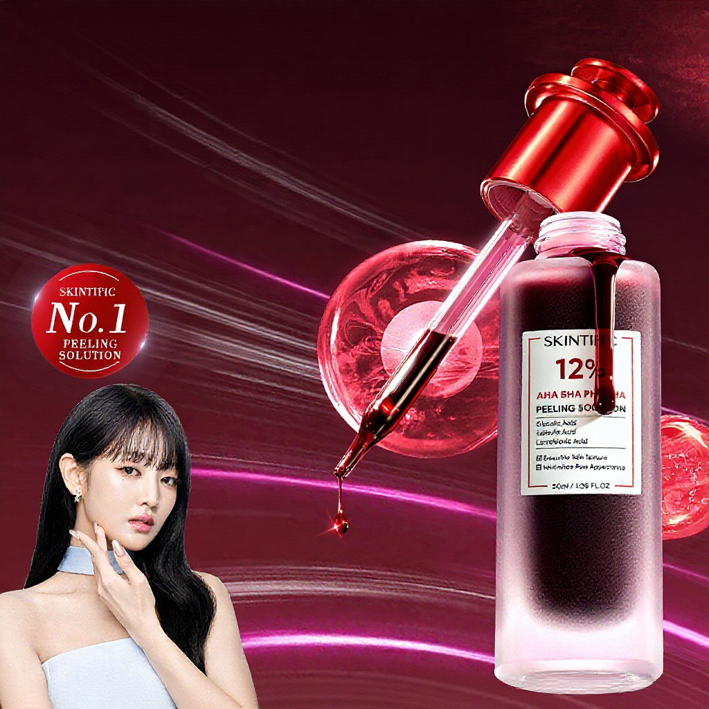 SKINTIFIC 12%AHA BHA PHA LHA Intensive Peeling Solution Serum muka ...