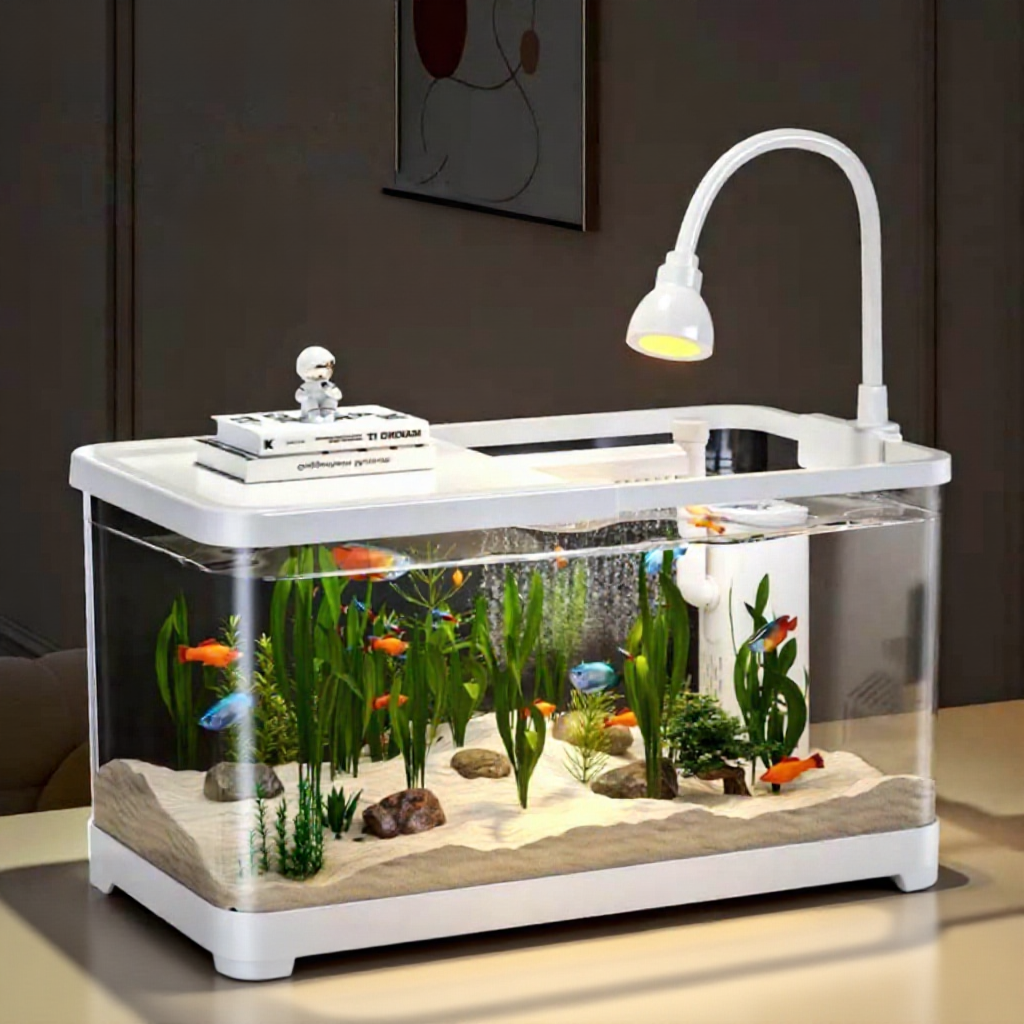 Aquarium Desktop Fish Tank,Starter Kit Desk Aquarium,AS Plastic ...