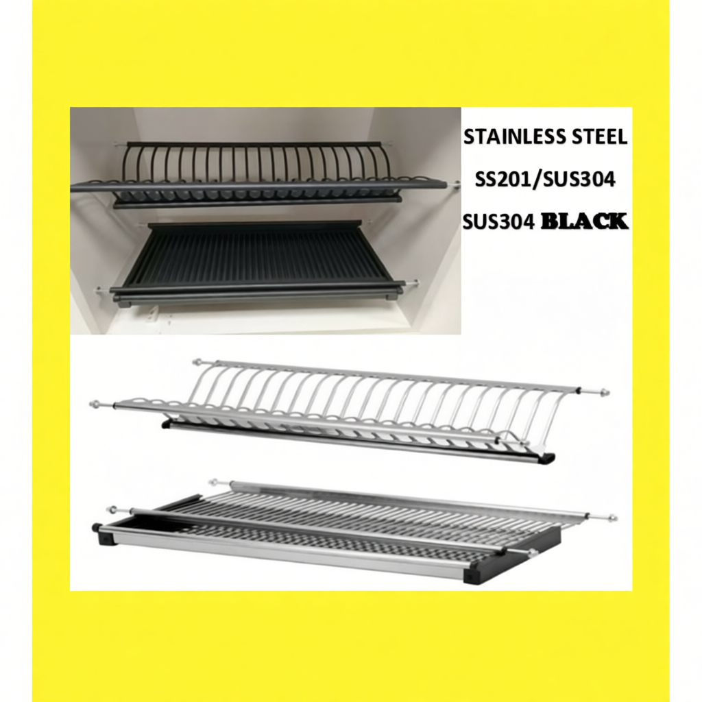 Stainless Steel 2 Tier Dish Rack Rack Dapur Kitchen Cabinet (600mm ...