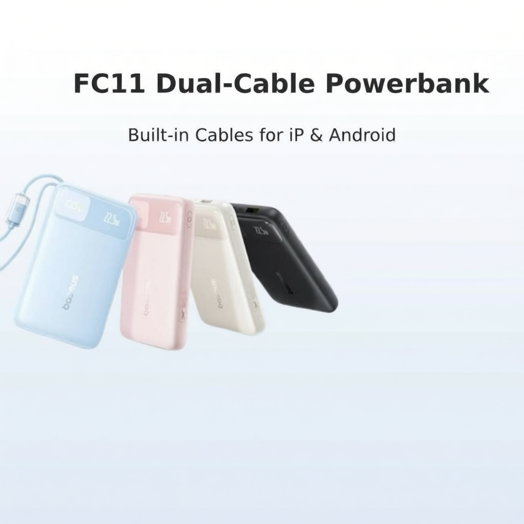 Baseus FC11 10000mAh 20000mah 22.5W Dual-Cable Power Bank Digital Display Fast Charging For All Phone