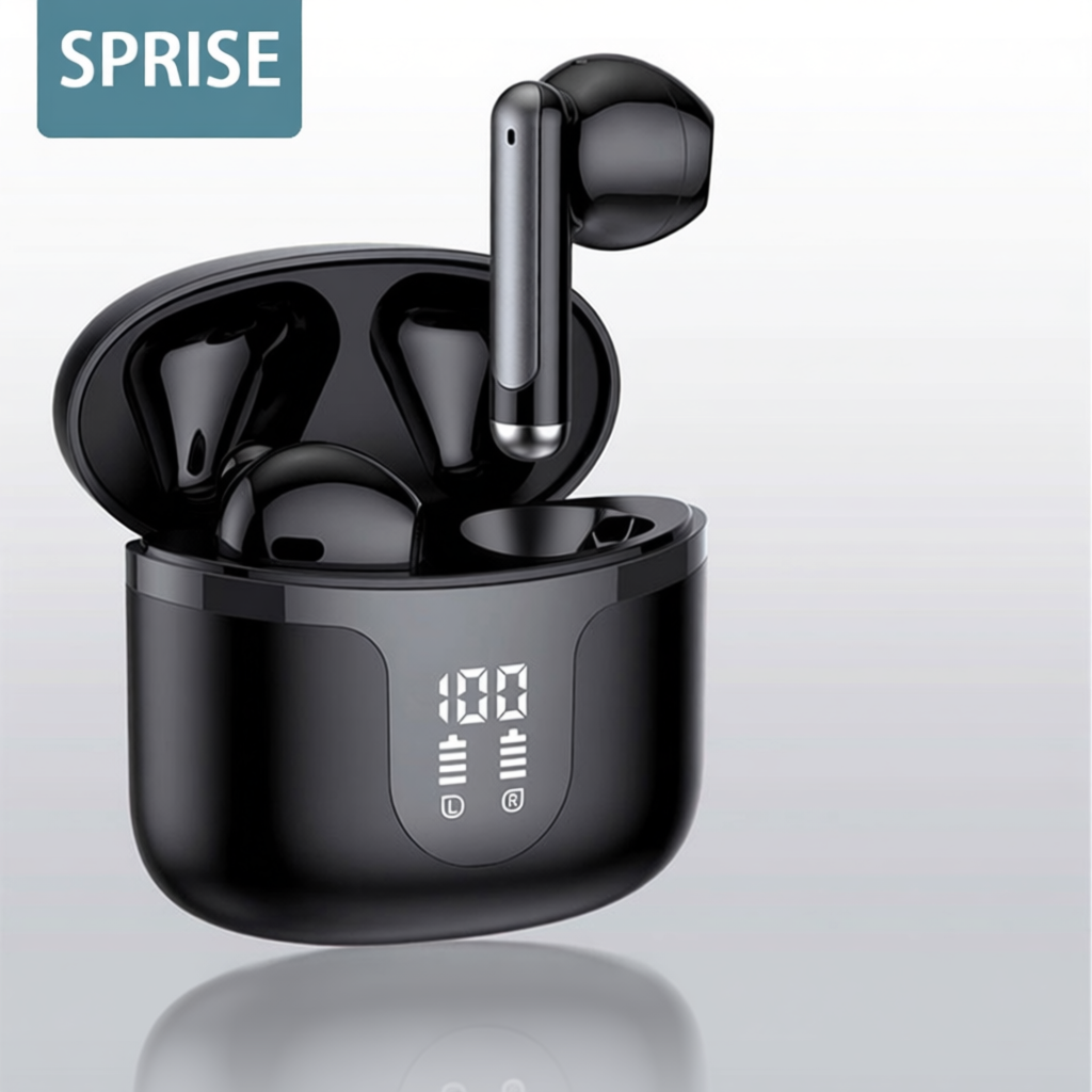 SPRISE S47 Wireless Earphone Bluetooth With LED Display HiFi Noise Cancelling Sport Earbuds Headset Touch control