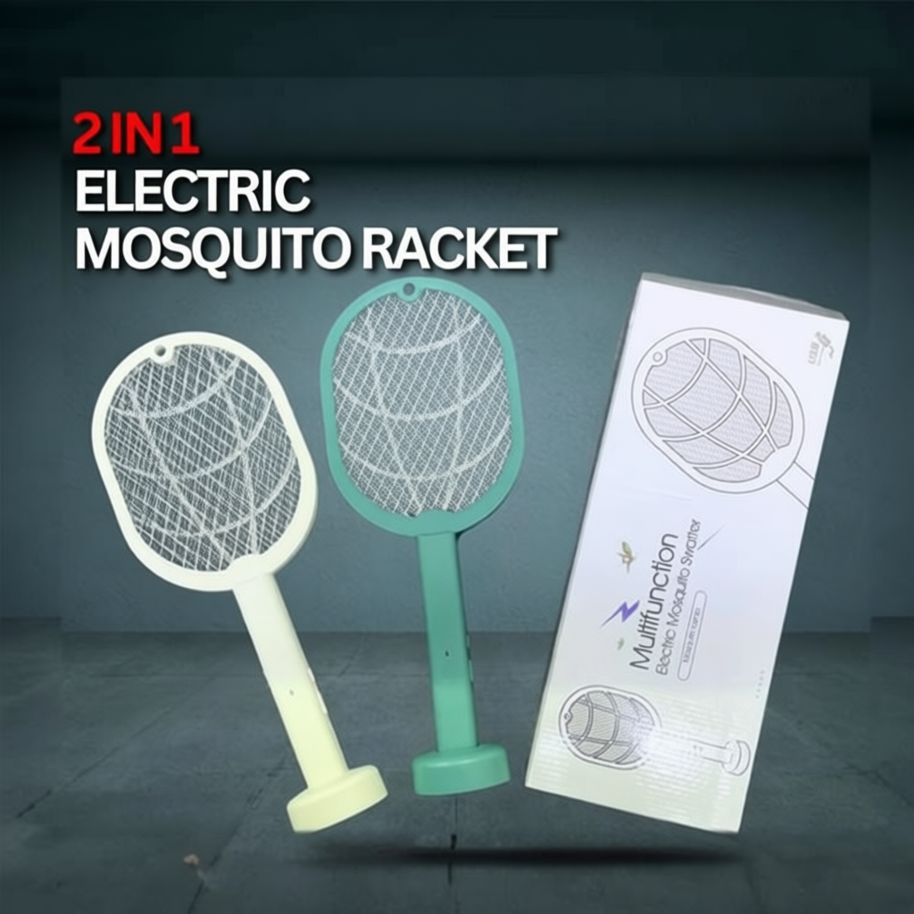 Rechargeable Electric Mosquito Killer Racket - 2-in-1 Mosquito Swatter ...