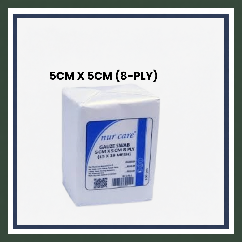 NUR CARE GAUZE SWAB 8-PLY 100'S (5CM X 5CM | 7.5CM X 7.5CM | 10CM X ...
