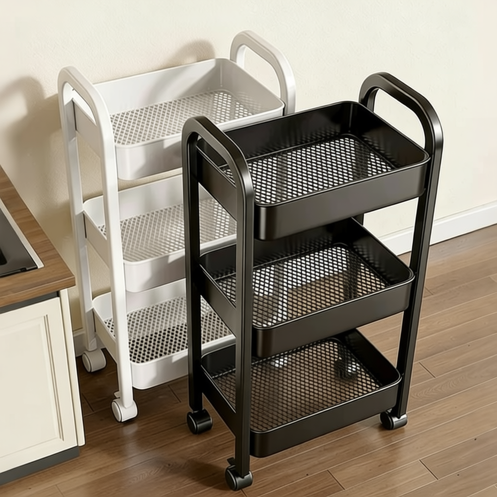 [100% Steel]Multilayer Trolley Movable Storage Rack With Wheels&Handle ...