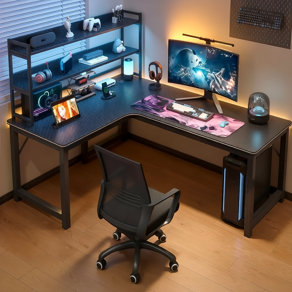 L Shape Gaming Corner Computer Table Workstation Study Home Office Desk ...
