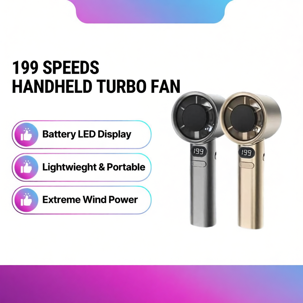 120/199 Speeds Portable Mini LED Rechargeable Mini Fan Hand Fans Cooler ...