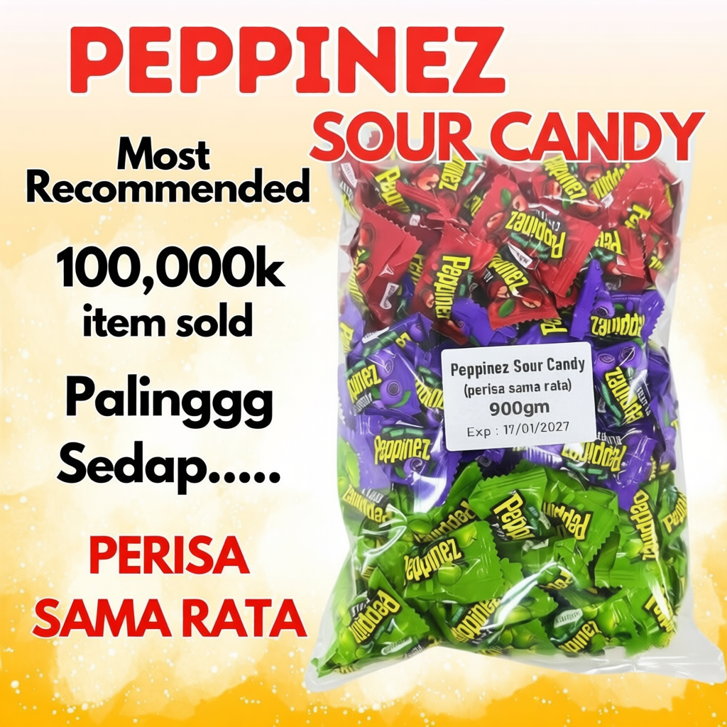 150gm(30biji) Peppinezz Sour Candy Gula Gula Masam Viral Peppinezzz ...