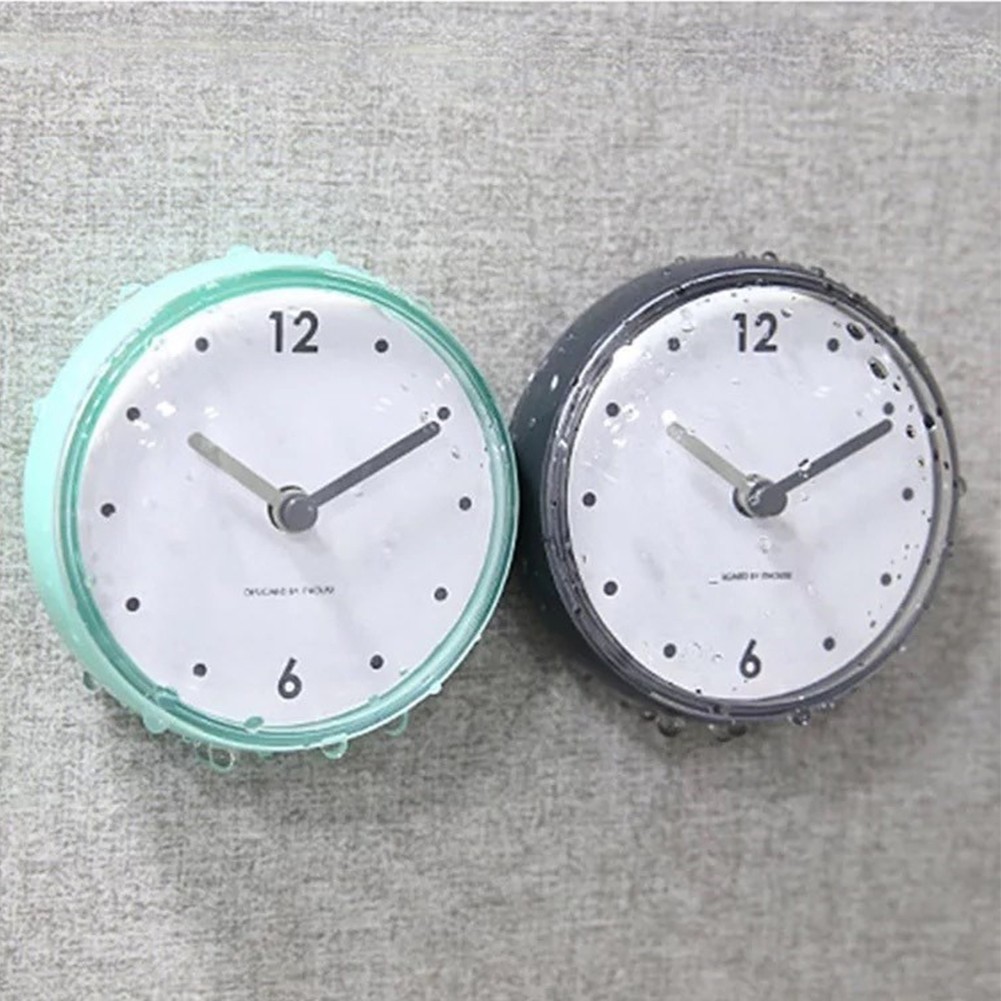【Waysle】Silent Quartz Clocks Sucker Wall Clock Anti-Fog Waterproof for ...