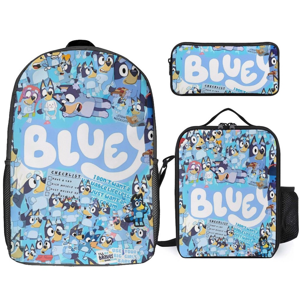 KLFVB 3PCS Clear Backpack Set For Men & Boys - Heavy Duty See-Through School Bag, Blue