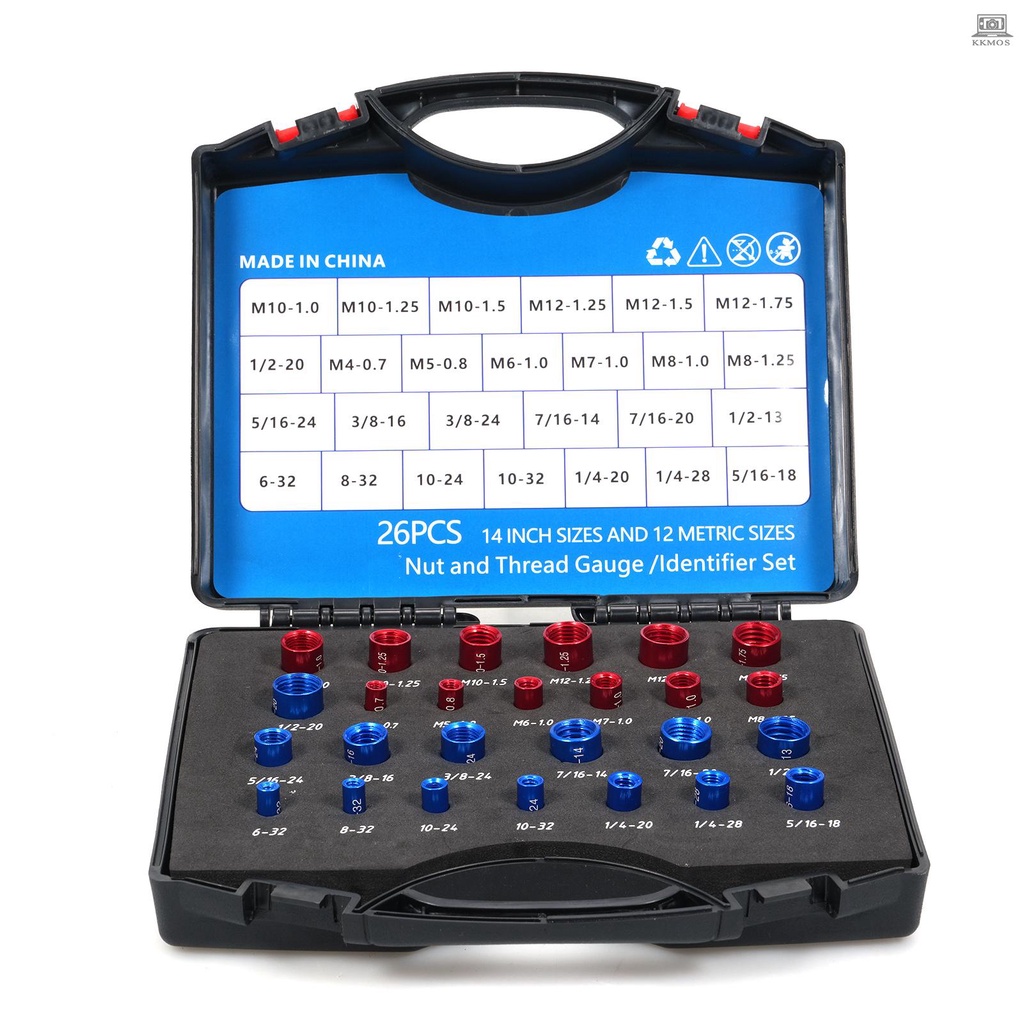 Nut and Bolt Thread Checker 26Pcs Male/Female Gauge 14 Inch & 12 Metric ...