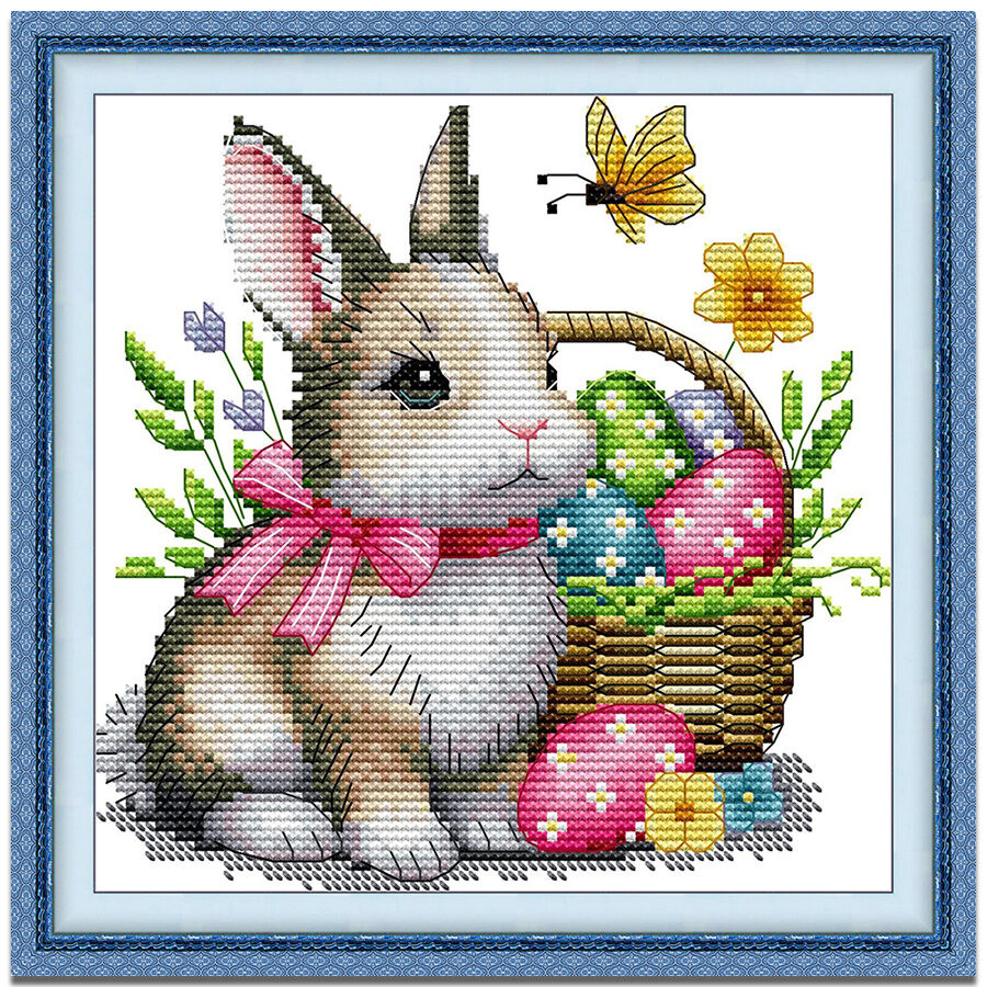 Cross Stitch Set, Rabbit, Animal, Printed/Unprinted, 14/11CT, Full Kit ...
