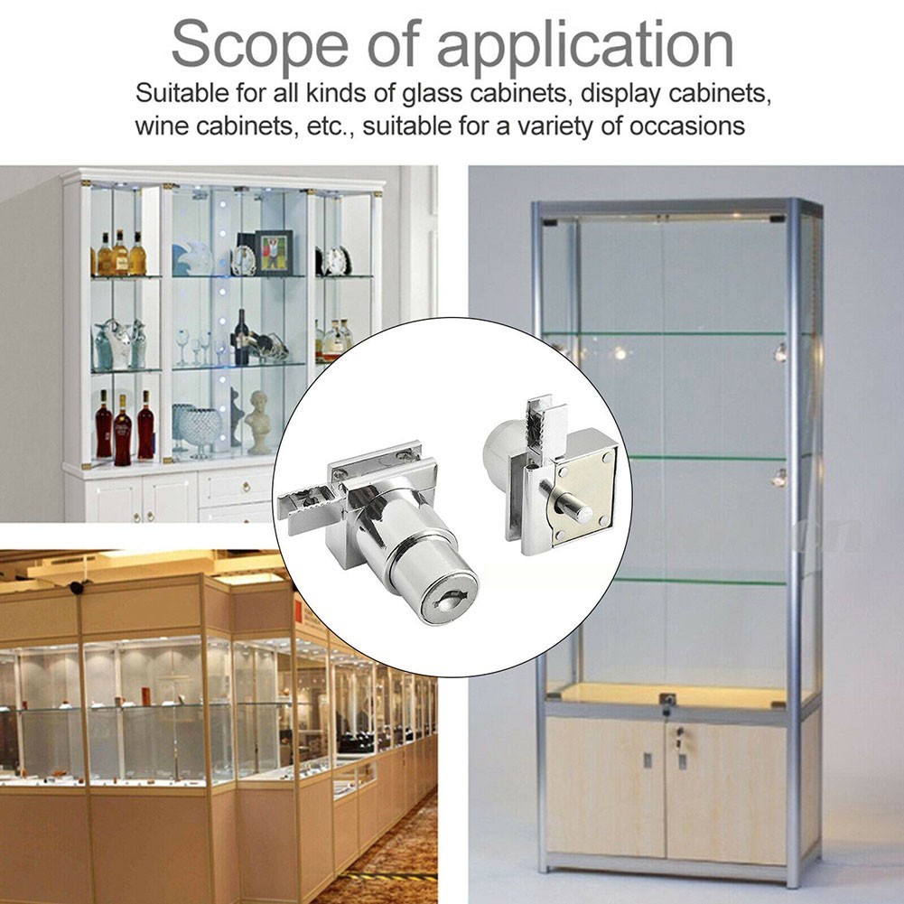 [stock] Showcase Display Cabinet Sliding Glass Door Lock+ 2pcs Key For ...