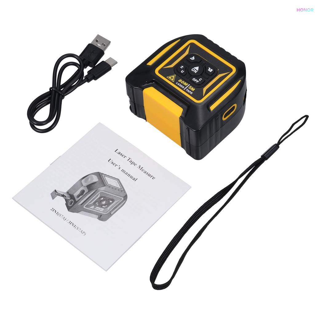 3in1 Laser Tape Measure Laser Cross-marking 5M Tape Measure+80M Laser ...