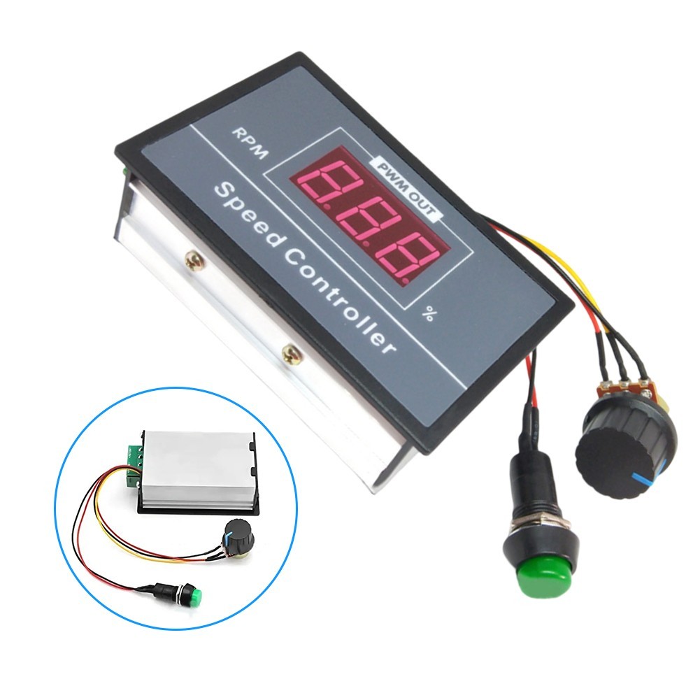 20A Digital for PWM DC Motor Speed Controller 6V-48V with Switch Button ...