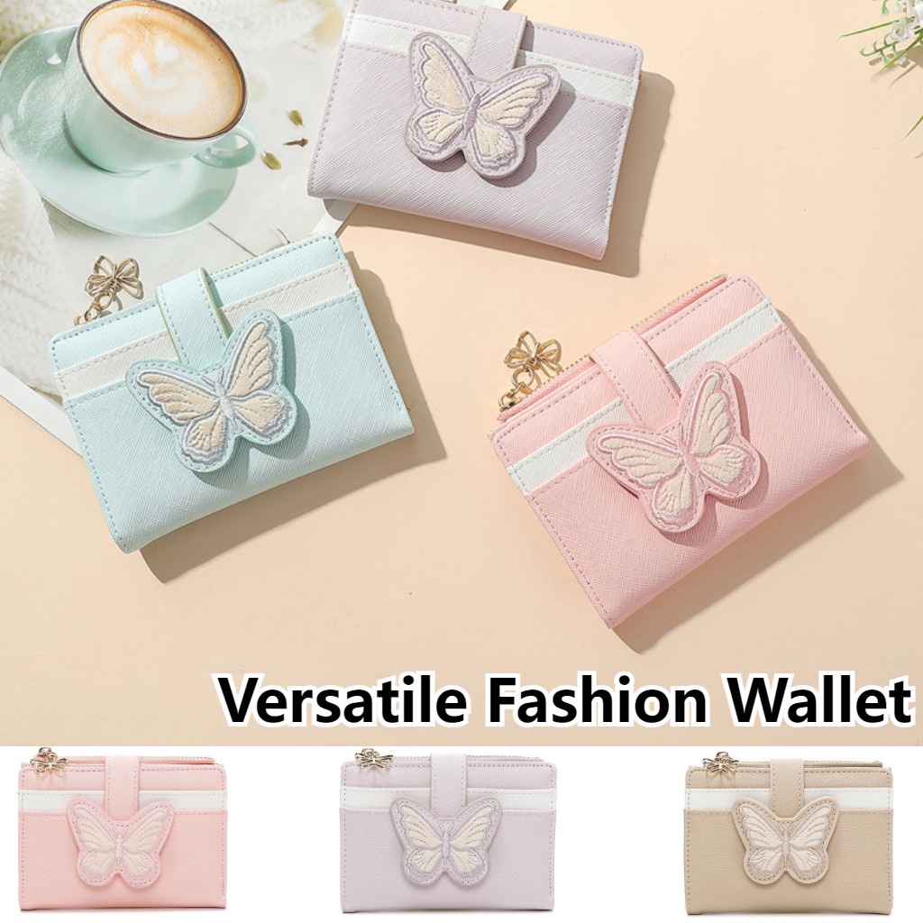 Leather Short Women Wallet Butterfly Embroidery Magnetic Design Ladies ...