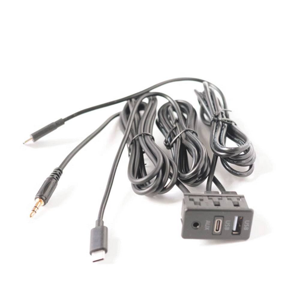 USB+TYPE-C+AUX RCA Audio Input Socket Panel Extension Cable Adapter ABS ...