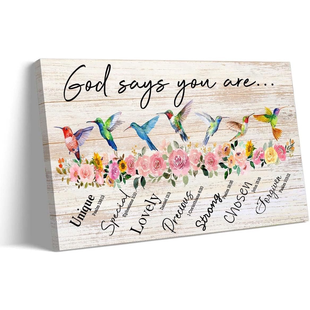 Hummingbird Wall Art God Says You Are Bible Verse Poster Framed ...