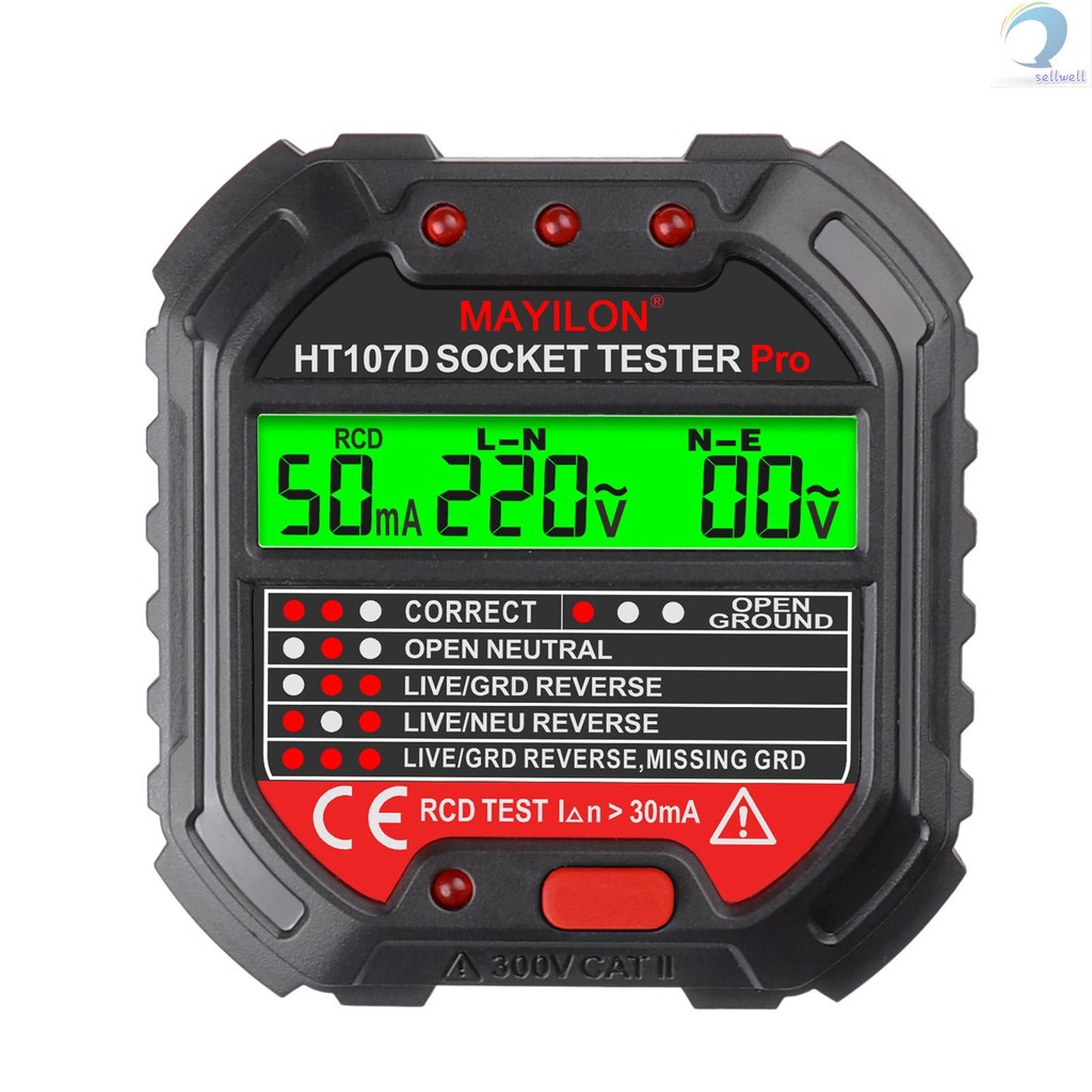 MAYILON Socket Tester Voltage Display 6 Kinds Indicator Lights 90~250V ...