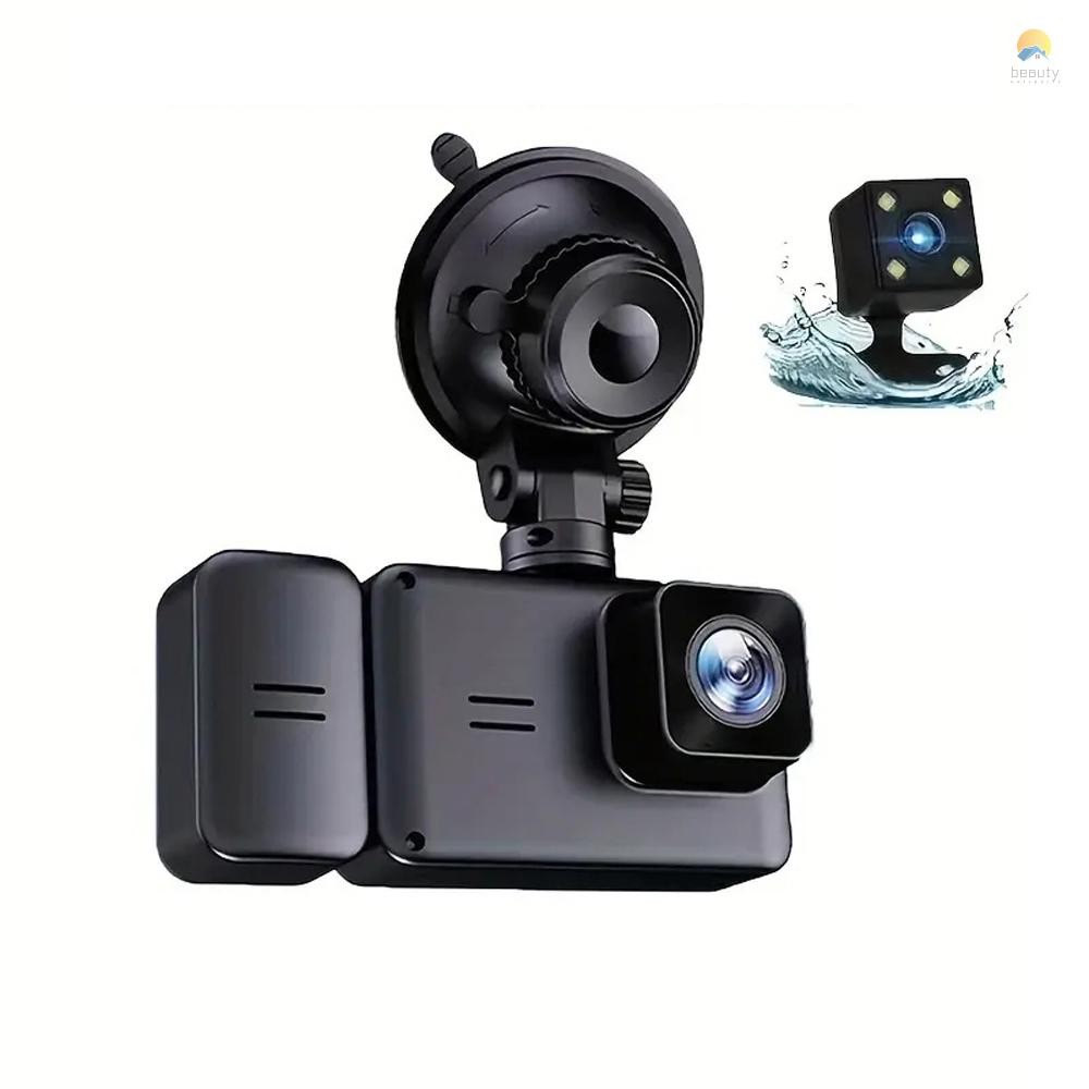 1080P Car DVR Dash Camera Front & Inside & Rear Camera 3-Lens Driving ...