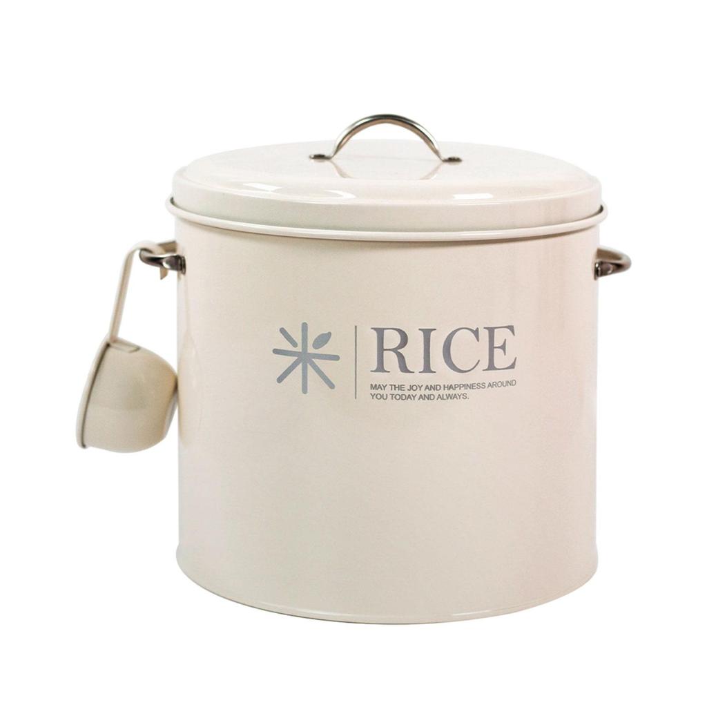 [MY117] Metal Rice Storage Box, Countertop Organizer Jar With Lid And ...