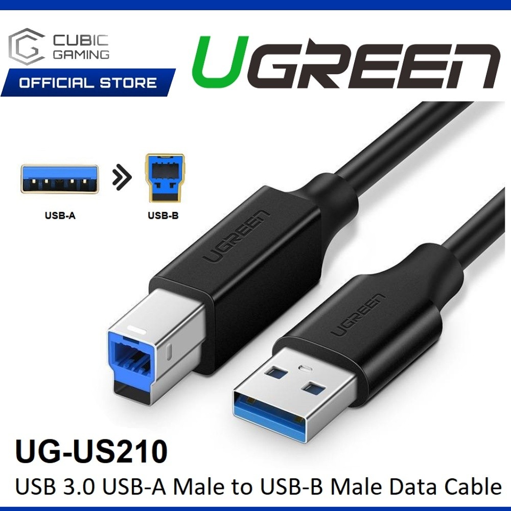 UGREEN USB 3.0 USB-A MALE TO BM USB-B MALE DATA CABLE, USB 3.0 TYPE-A ...