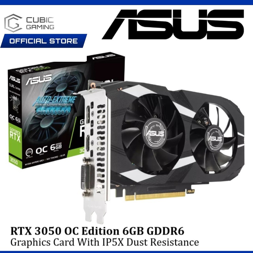 ASUS DUAL GEFORCE RTX 3050 OC EDITION 6GB GDDR6 128BIT GRAPHICS CARD ...