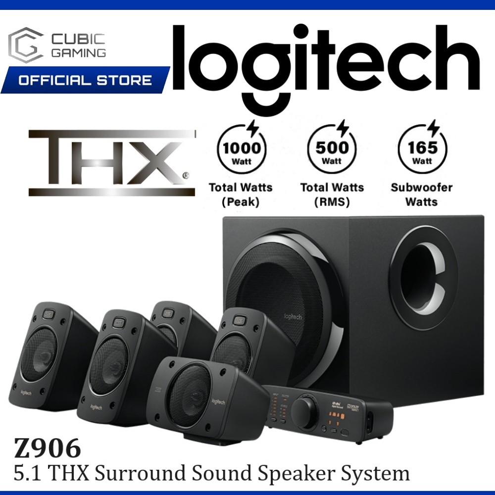 LOGITECH Z906 5.1 SURROUND SOUND SPEAKER SYSTEM WITH THX SURROUND SOUND ...