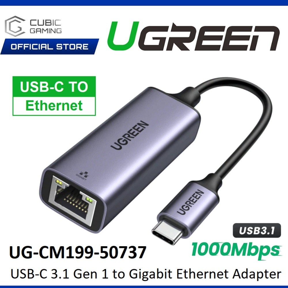 UGREEN USB-C 3.1 GEN 1 TO GIGABIT ETHERNET NETWORK ADAPTER CABLE ...