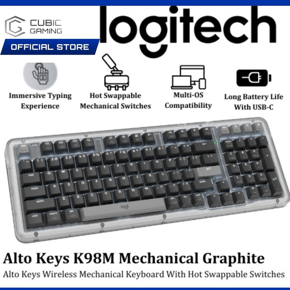 LOGITECH K98M ALTO KEYS WIRELESS MECHANICAL KEYBOARD WITH UNICUSHION ...
