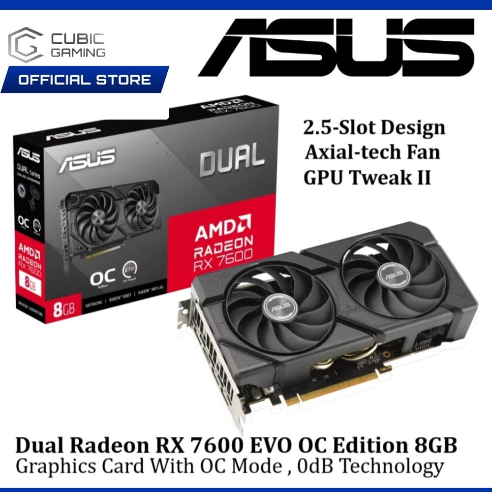 ASUS AMD DUAL RADEON RX 7600 EVO OC EDITION 8GB GDDR6 GRAPHICS CARD ...
