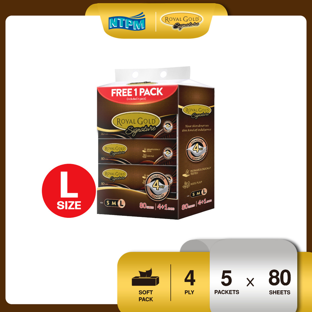 Royal Gold Signature Soft Pack (L Size) 4 PLY (80's x 4 + 1 Packets ...