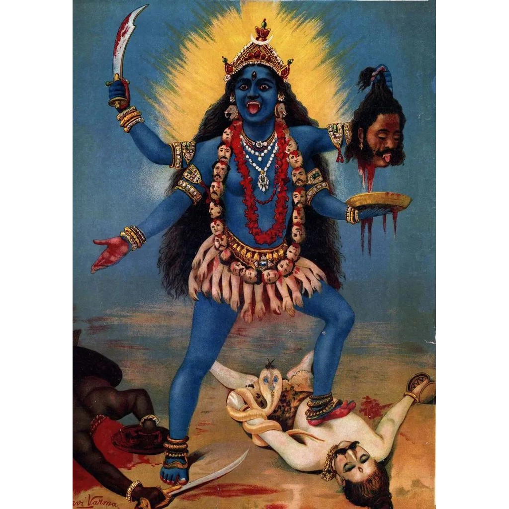 Kali Trampling Shiva Canvas Painting Poster Prints Vintage Wall Art for ...