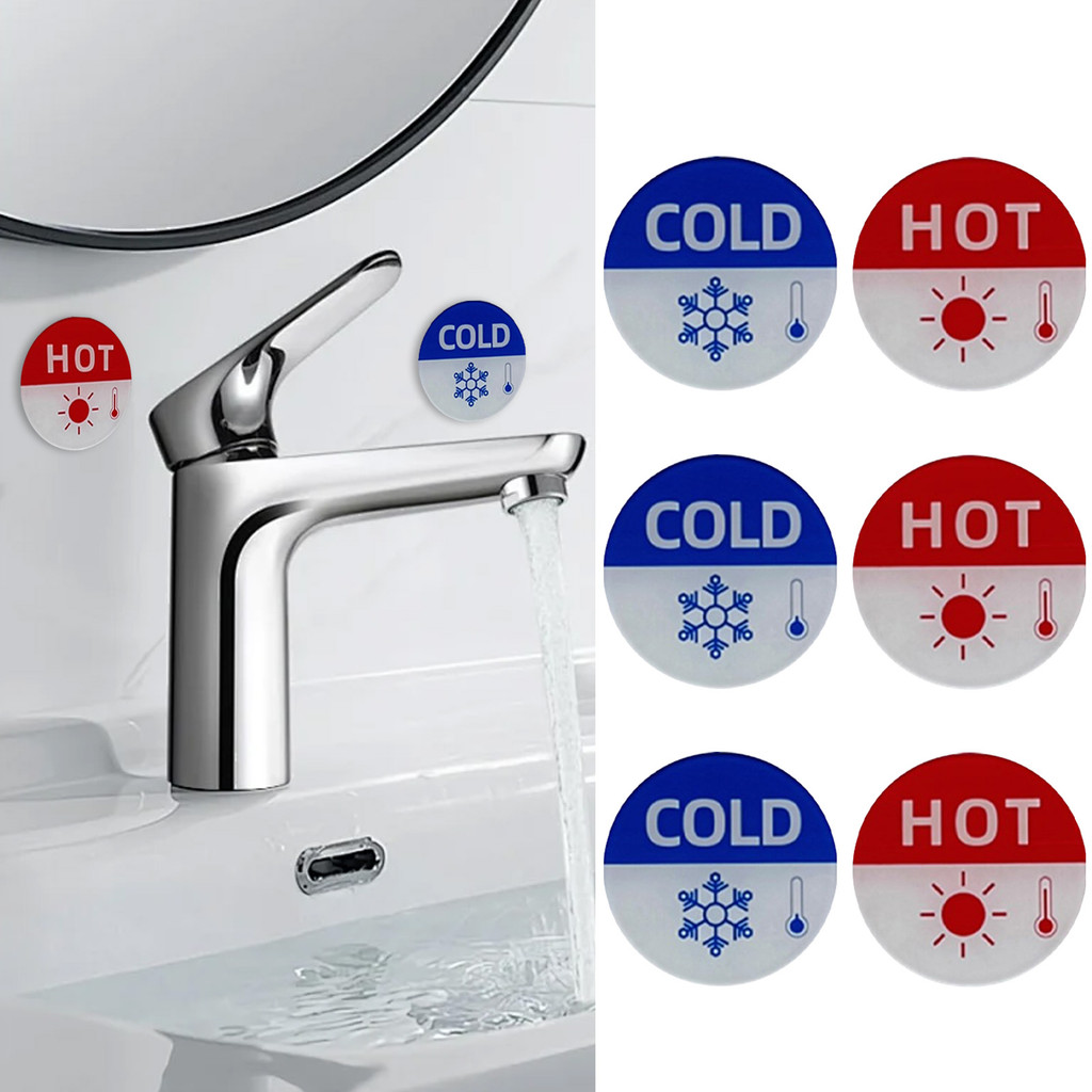 STR-6Pcs Self-adhesive Hot And Cold Sign Stickers Child-friendly Round ...