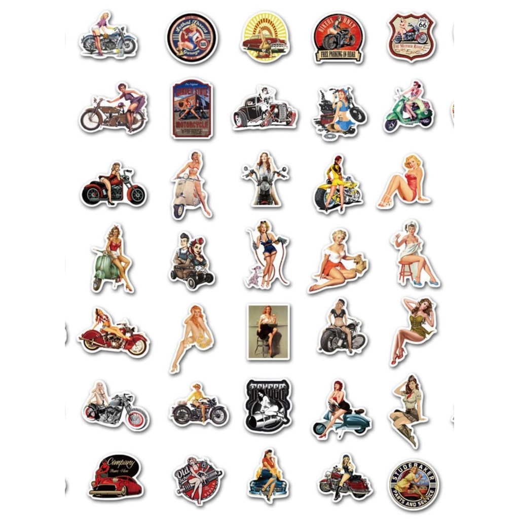 StickerBomb Retro Pin-Up & Classic Car Sticker Set | Shopee Malaysia