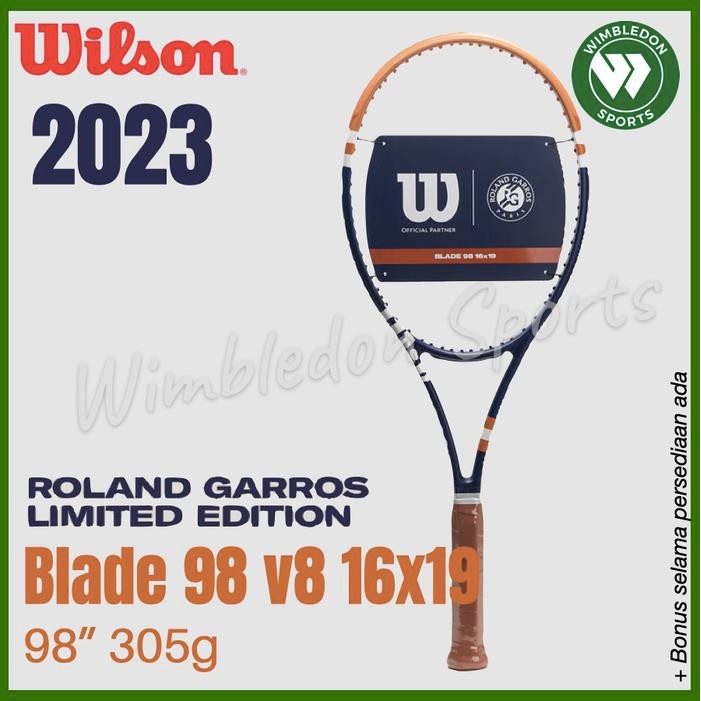 Wilson Blade 98 16x19 v8 Roland Garros 2023 Racket Wilson Blade 98 RG ...