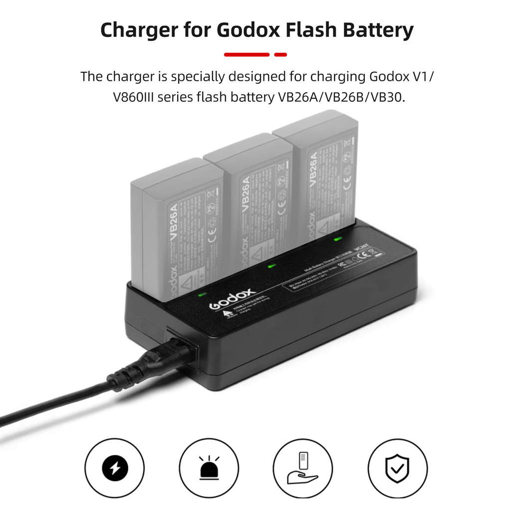 [LIX1] Godox VC26T 3-slot Battery Charger for V1/ V860III Series Flash ...