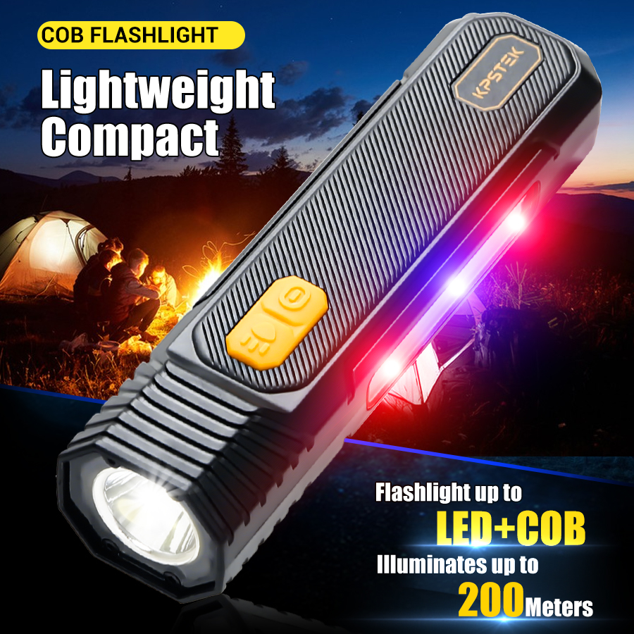 Outdoor LED High-Gloss Flashlight Type-C Charging Red-Blue Warning ...