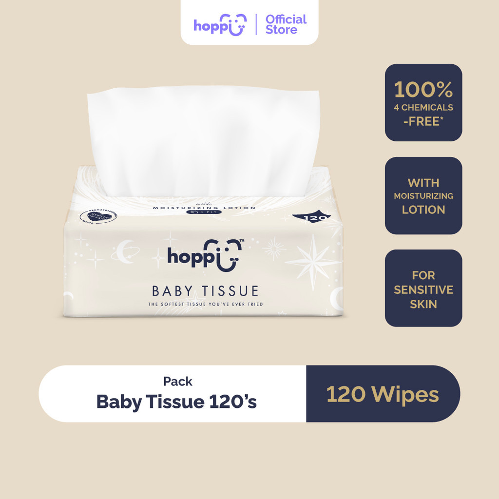 Hoppi RoyalDream Softest Baby Tissue (120 sheets) (Single Pack ...