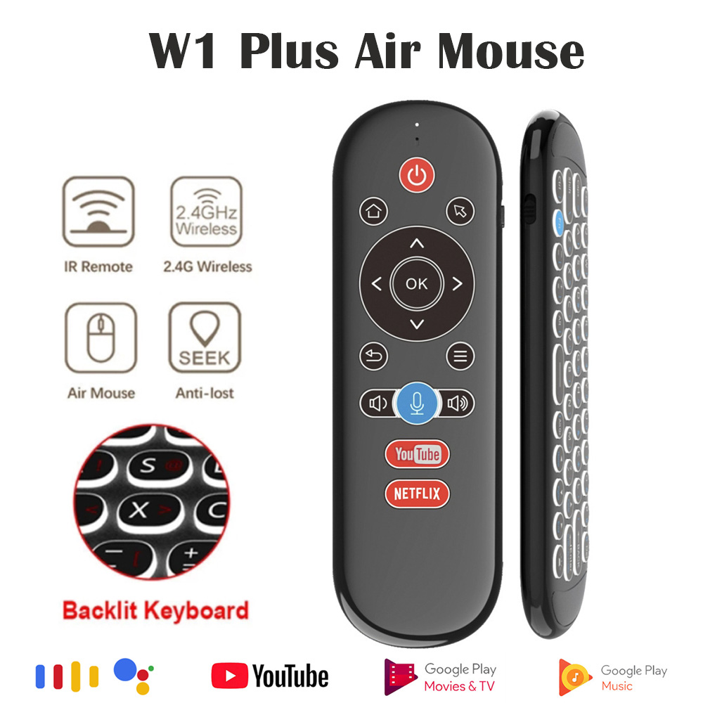 W1 PLUS 24G Double-Sided Rechargeable Wireless Air Mouse Remote Control ...