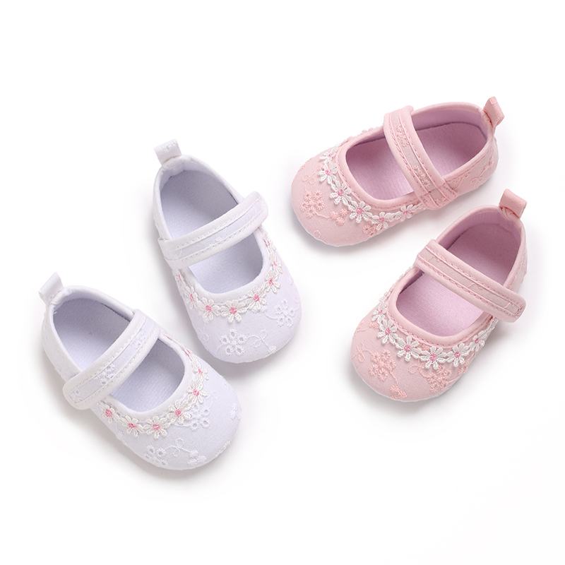 Baby Girls Flat Shoes With Flower Decor Soft Comfy Crib Shoes First Walker Shoes For Newborn ...