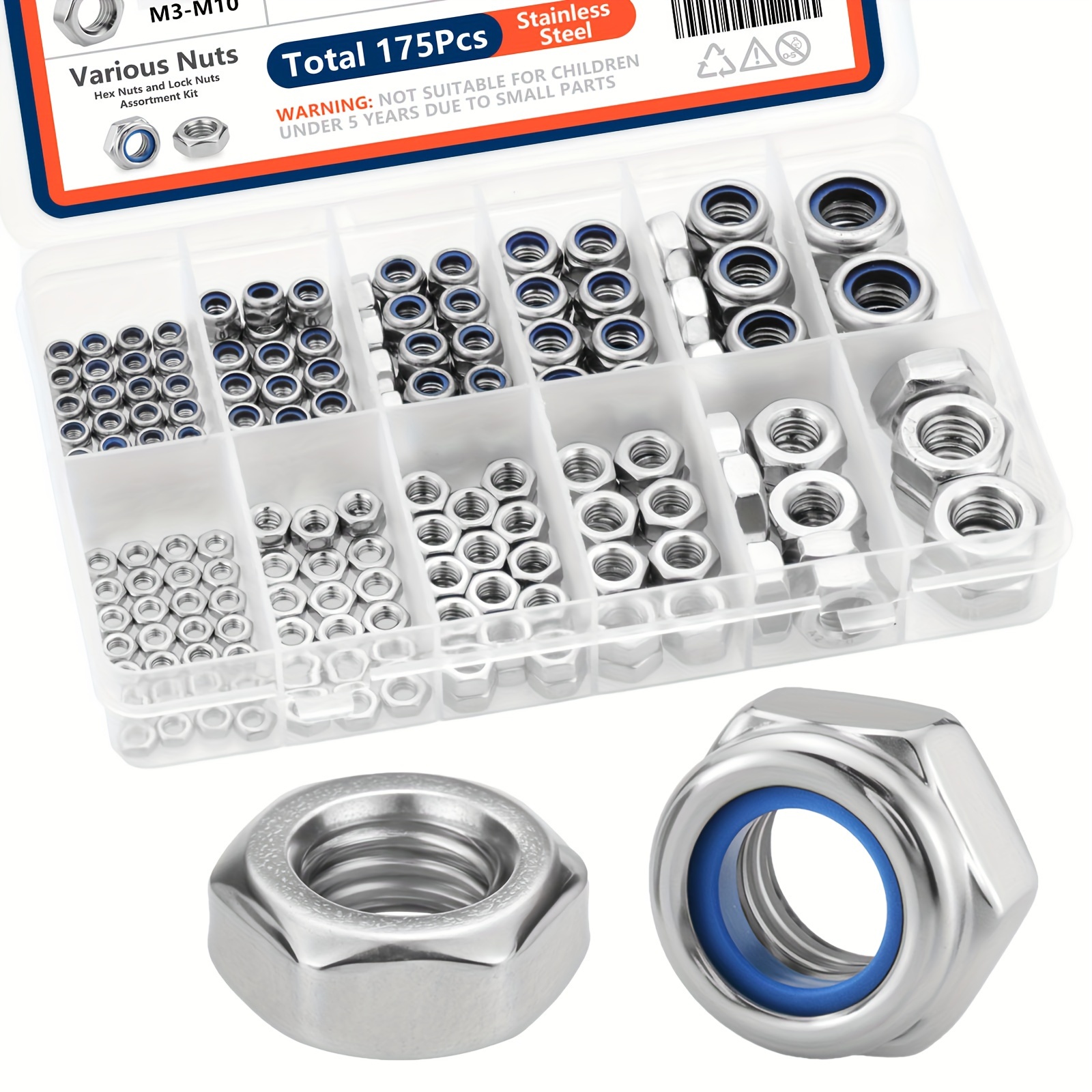 Locknuts Hex Nuts Assortment Kit M M M M M M Pcs Assorted