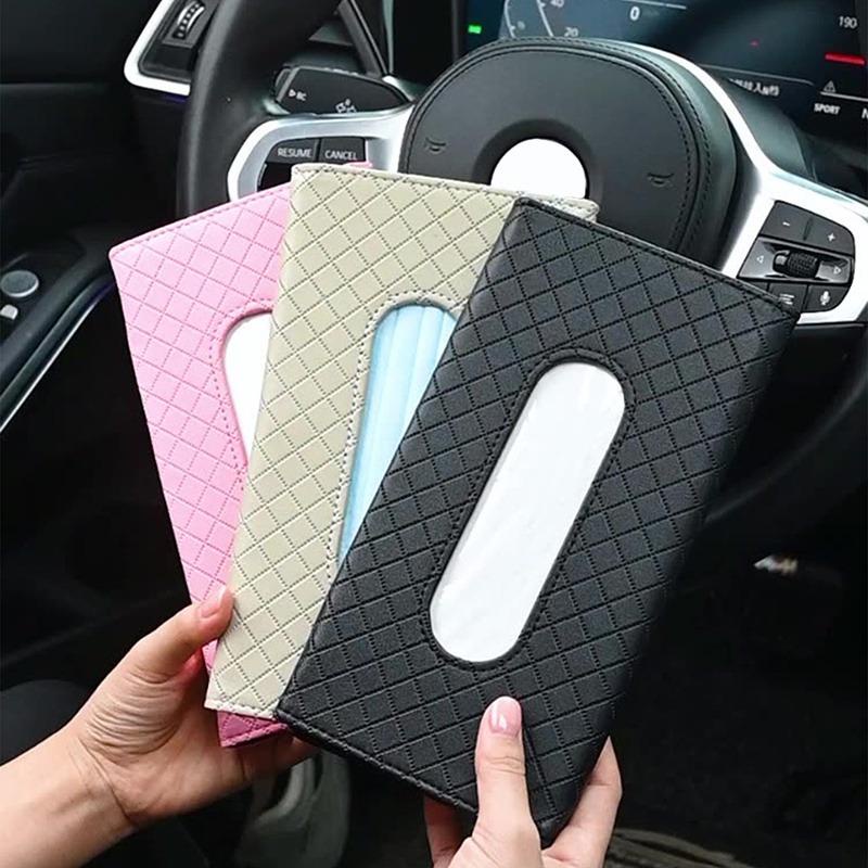 2-Pack PU Leather Car Tissue Holder - Clip-on Sun Visor Napkin & Mask - View #11